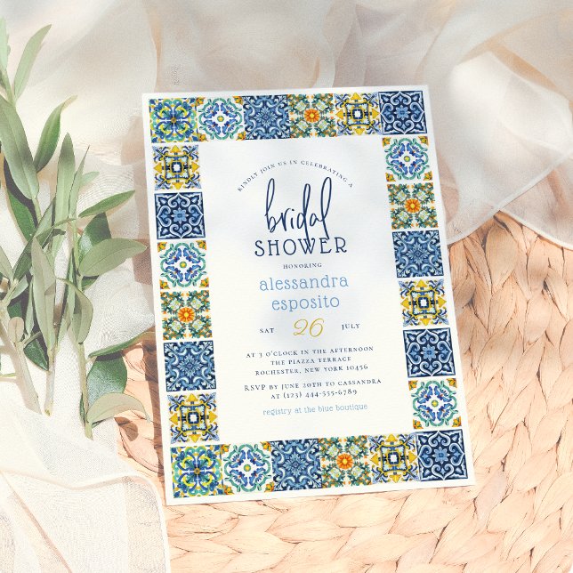 Italian Tiles | Lemon Theme Summer Bridal Shower Invitation (Creator Uploaded)