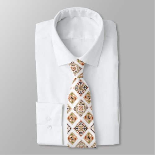 Italian tiles seamless pattern neck tie