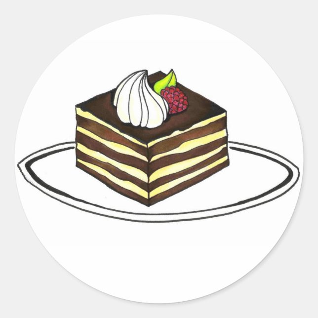 Italian Tiramisu Bakery Plate Raspberry Foodie Classic Round Sticker (Front)