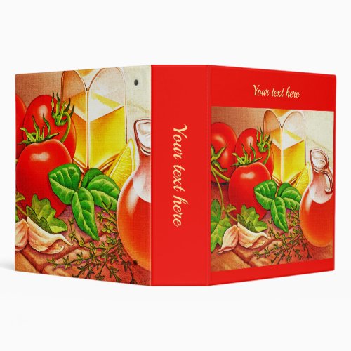 Italian Tomatoes Olive Oil Vinegar Recipe Cooking 3 Ring Binder