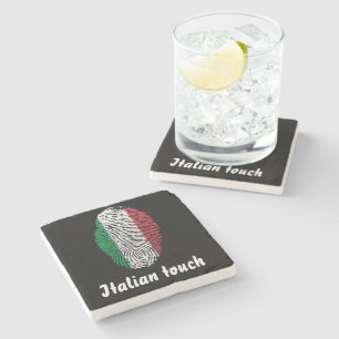 Italian touch fingerprint flag stone coaster