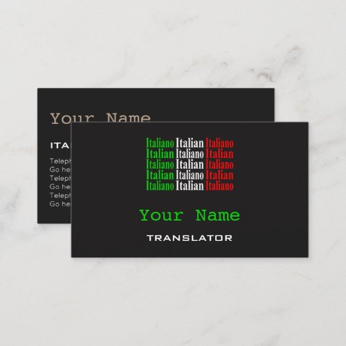 Italian Translator or Interpreter Business Cards