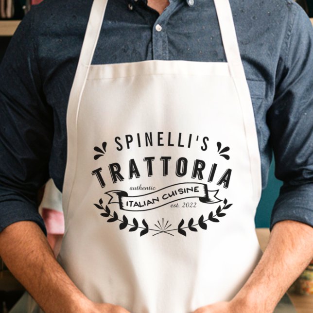 Italian Trattoria Personalized Restaurant Logo Adult Apron (Creator Uploaded)