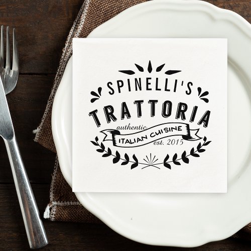 Italian Trattoria Personalized Restaurant Logo Paper Napkins