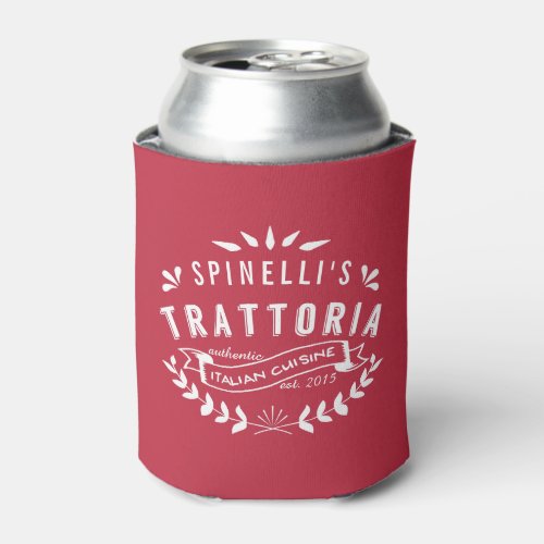 Italian Trattoria Personalized Restaurant Logo Red Can Cooler