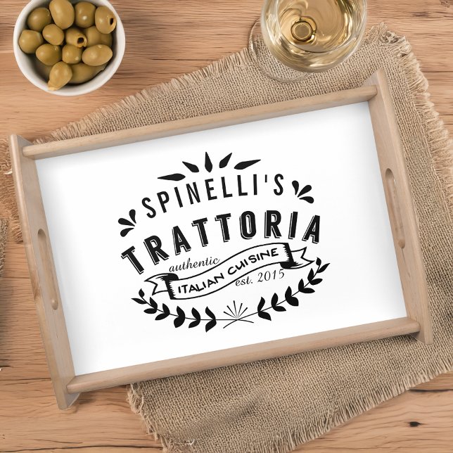 Italian Trattoria Personalized Restaurant Logo Serving Tray (Creator Uploaded)