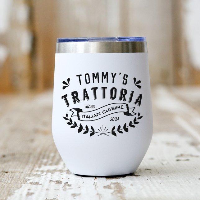 Italian Trattoria Personalized Restaurant Logo Thermal Wine Tumbler (Creator Uploaded)