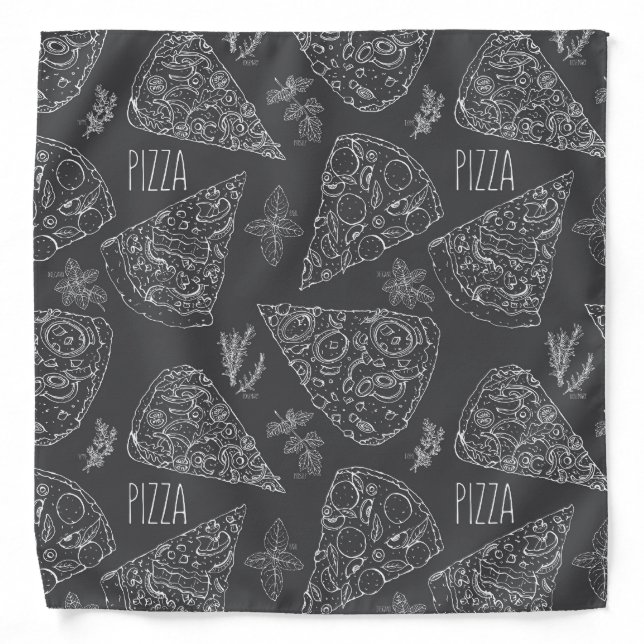 Italian Trattoria Pizza Slices Pattern Chef Bandana (Front)