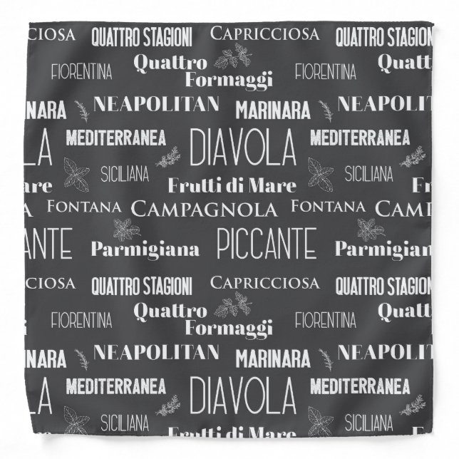 Italian Trattoria Restaurant Chef Pizza Names Bandana (Front)
