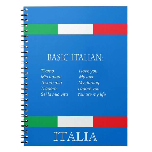 Italian travel basic italian language azure blue notebook (Front)