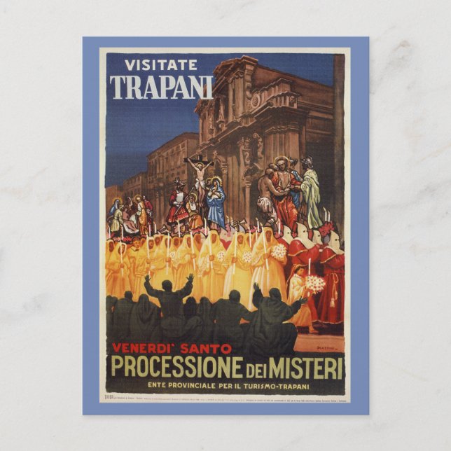 Italian travel Christian Easter procession Trapani Holiday Postcard (Front)