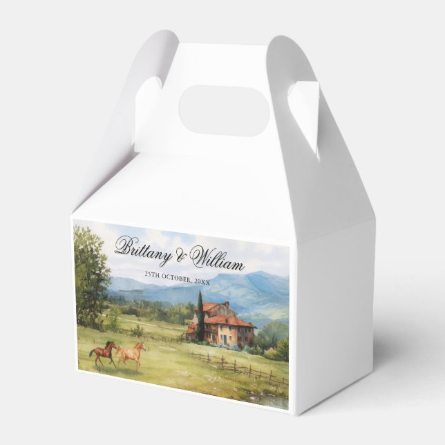 Italian Tuscan Countryside Wedding  Favor Boxes (Front Side)