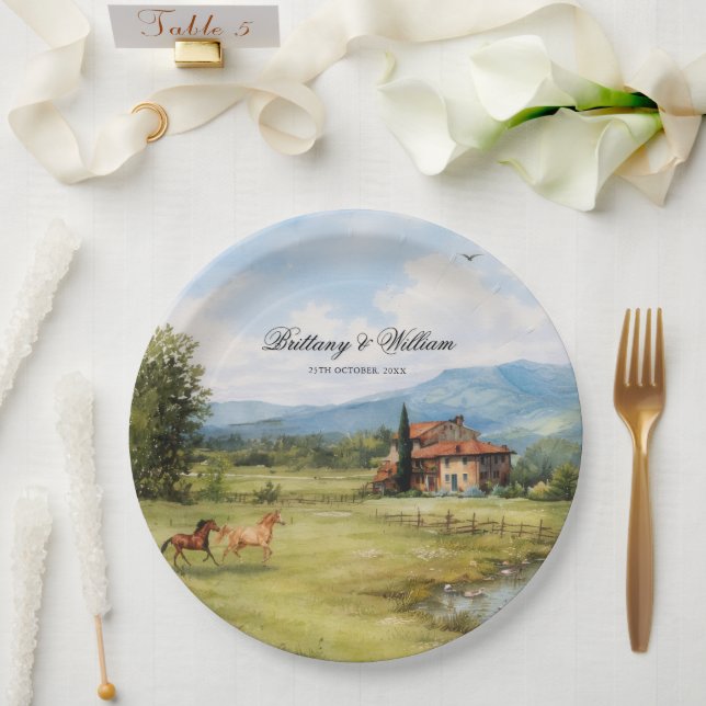 Italian Tuscan Countryside Wedding  Paper Plates (Wedding)