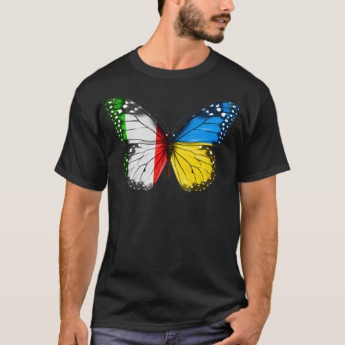 Italian Ukrainian Flag Butterfly Italy back roads  T_Shirt