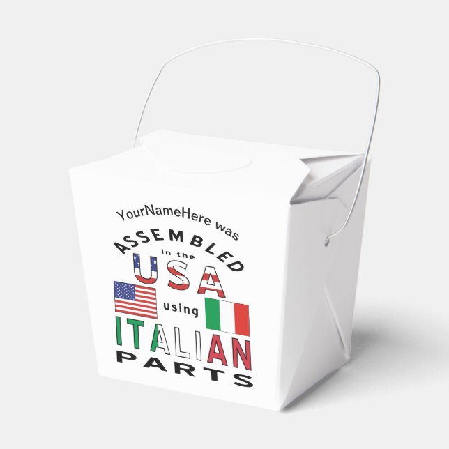 Italian USA Parts Personalized Favor Boxes (Front Side)