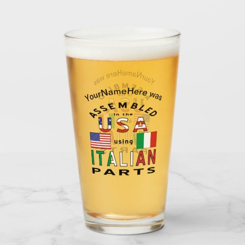 Italian USA Parts Personalized Glass