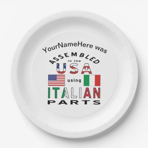 Italian USA Parts Personalized Paper Plates