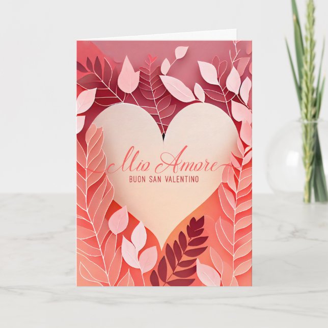 Italian Valentine's Day Botanical Heart Holiday Card (Front)