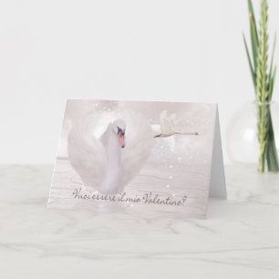 Italian Valentine's Day Card - Swan's In Pink