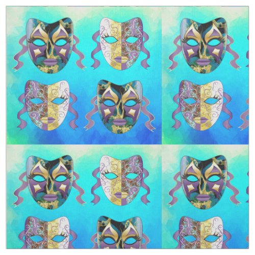 Italian Venetian Carnival Mask Pattern Fabric