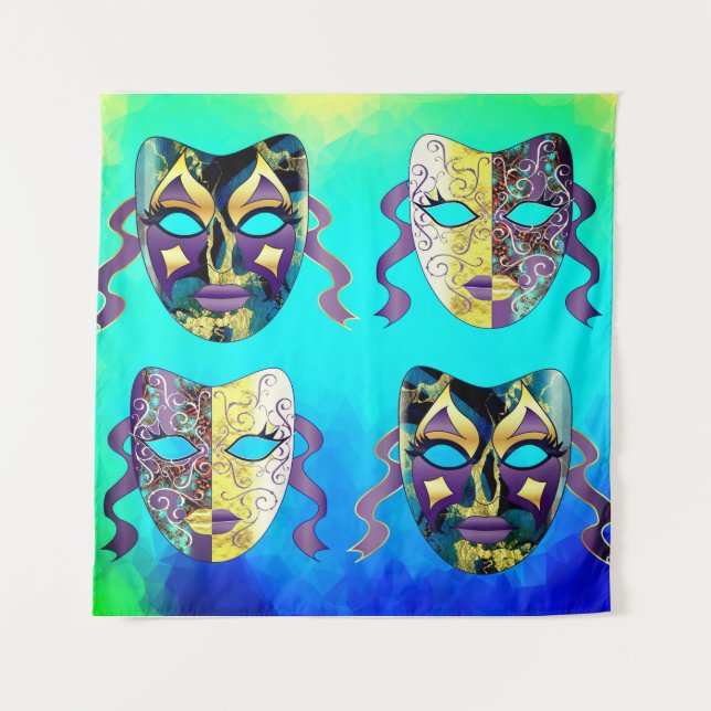 Italian Venetian Carnival Mask Pattern Tapestry (Front)