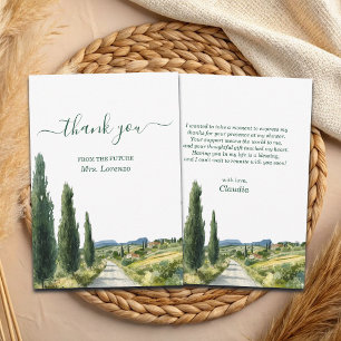 Italian View Elegant Calligraphy Bridal Shower Thank You Card