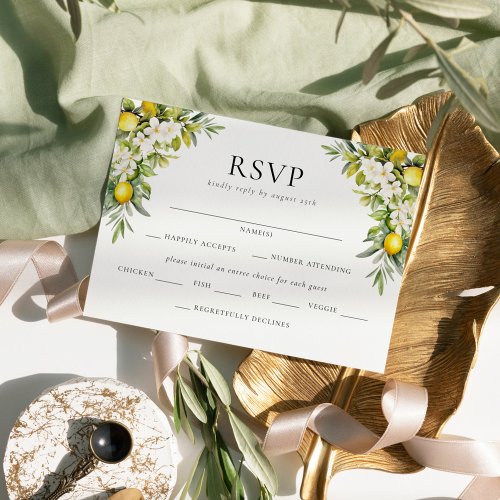 Italian Villa Lemons  Olives Wedding Invitation