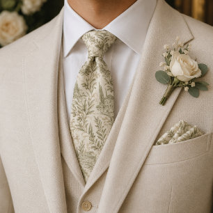 Italian Villa Olive Branch Wedding Neck Tie