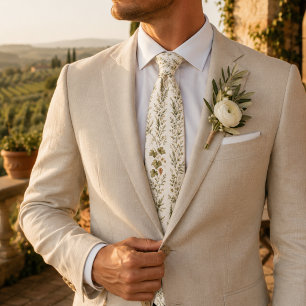Italian Villa Olive Grove Vineyard Stripe Neck Tie