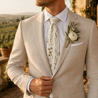 Italian Villa Olive Grove Vineyard Stripe Neck Tie