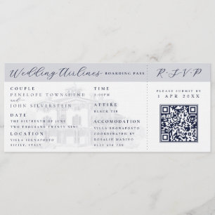 Italian Villa Plane Ticket Destination Wedding Invitation