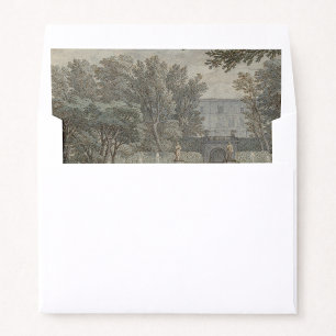 Italian Villa, vintage oil painting  envelope line Liner