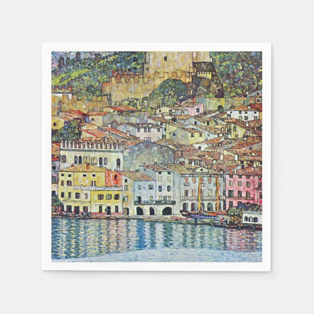 Italian Village Malcena at the Gardasee by Klimt Napkins (Front)