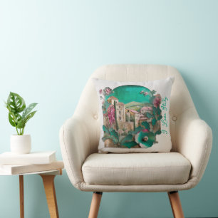 Italian Village paper Sculpture Throw Pillow