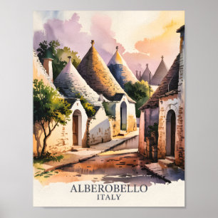 Italian Village Trulli Vintage Alberobello Puglia Poster