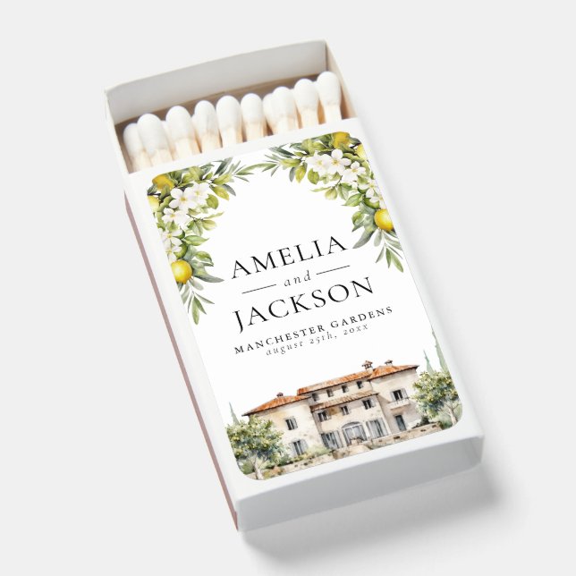 Italian Villas Lemons & Olives Matchboxes (Front Open)