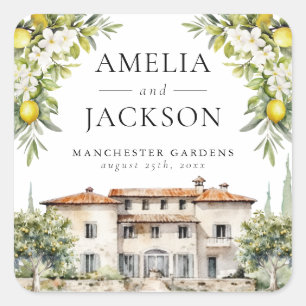 Italian Villas Lemons & Olives Square Sticker