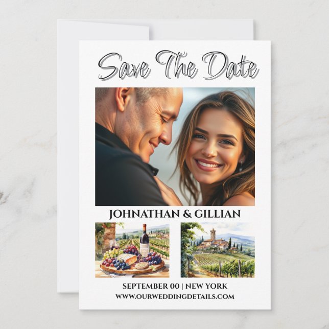 Italian vineyard photo save the date winery trendy (Front)