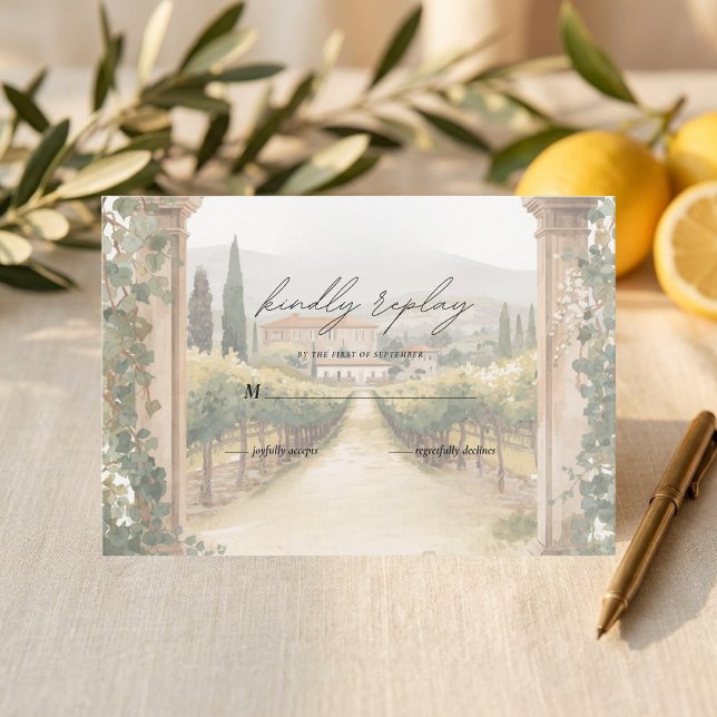 Italian Vineyard Wedding RSVP | Tuscan Arch Card (Creator Uploaded)