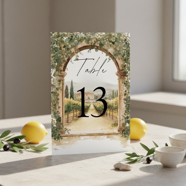 Italian Vineyard Wedding Tuscan  Table Number (Creator Uploaded)