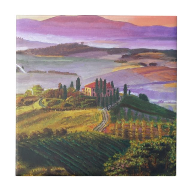 Italian vineyards ceramic tile (Front)