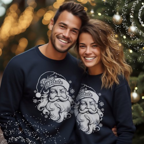 Italian Vintage Santa Buon Natale Christmas Attire Sweatshirt