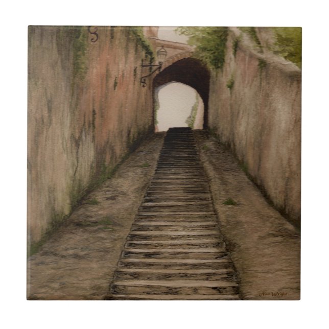 Italian Walkway ceramic tile coaster (Front)