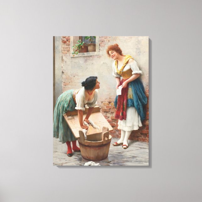 Italian Washerwomen Sharing Good News Canvas Print (Front)