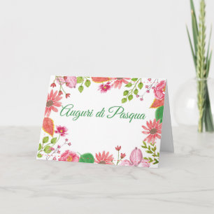 Italian Watercolor Flowers Easter Holiday Card