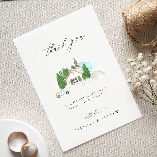 Italian Watercolor House Thank You Wedding Card (Creator Uploaded)