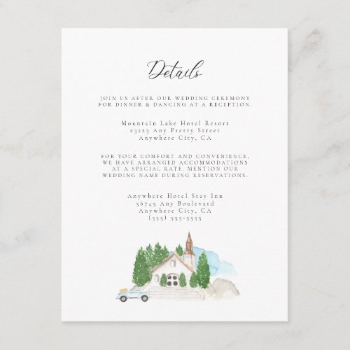 Italian Watercolor House Wedding Details Enclosure Card