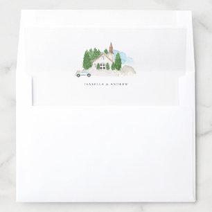 Italian Watercolor House Wedding Envelope Liner