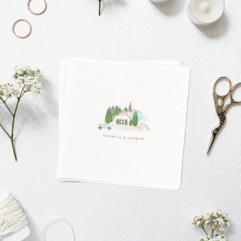 Italian Watercolor House Wedding   Napkins by ByMariannaDesign at Zazzle