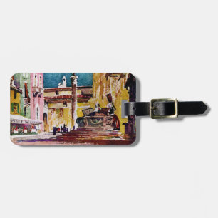 Italian Watercolor Piazza Luggage Tag